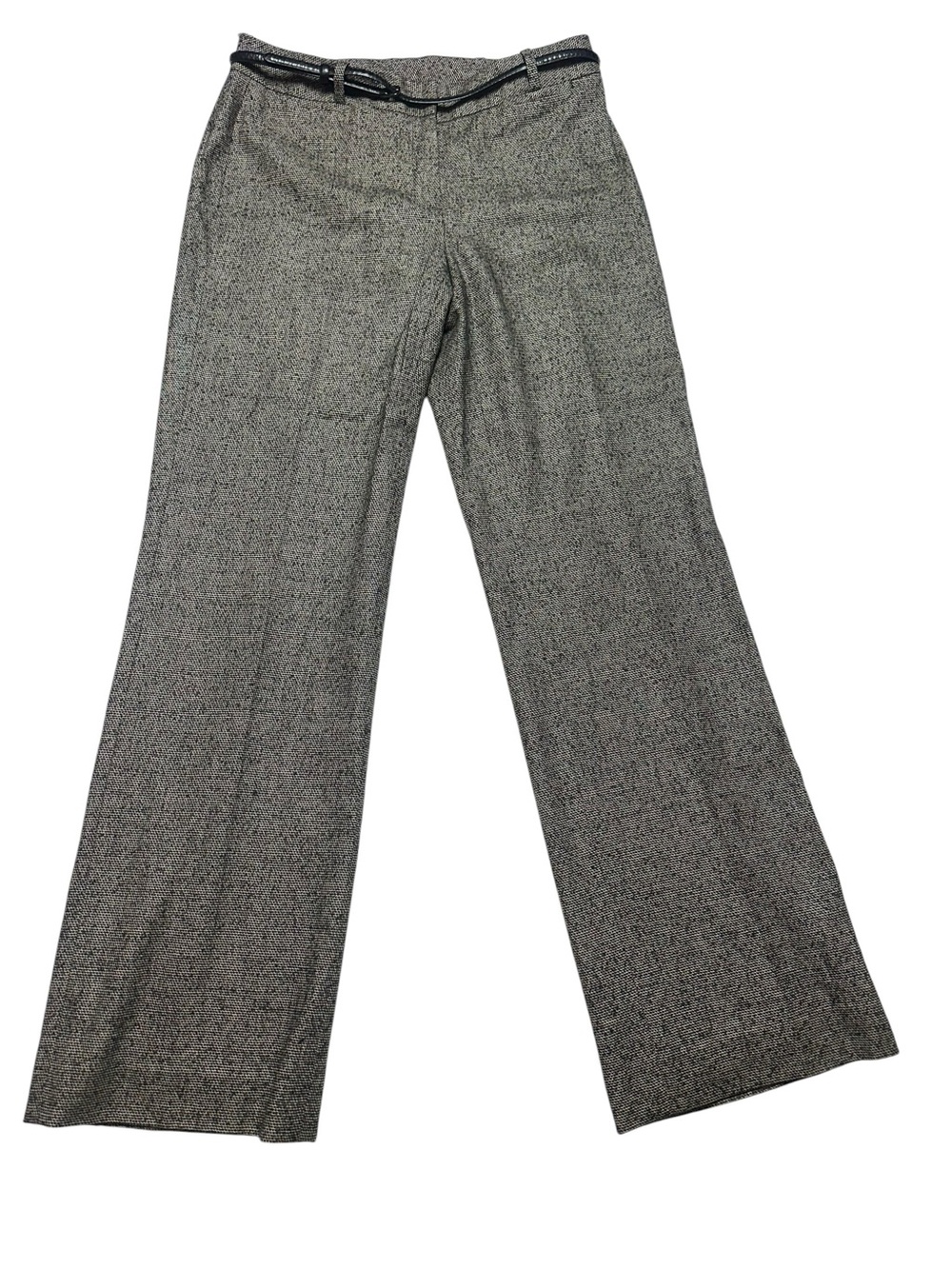 Classiques Entier Gray Herringbone Wool Blend Wide Leg Trousers Belted
